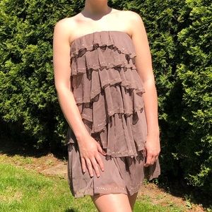 Sequined Brown Tiered Dress